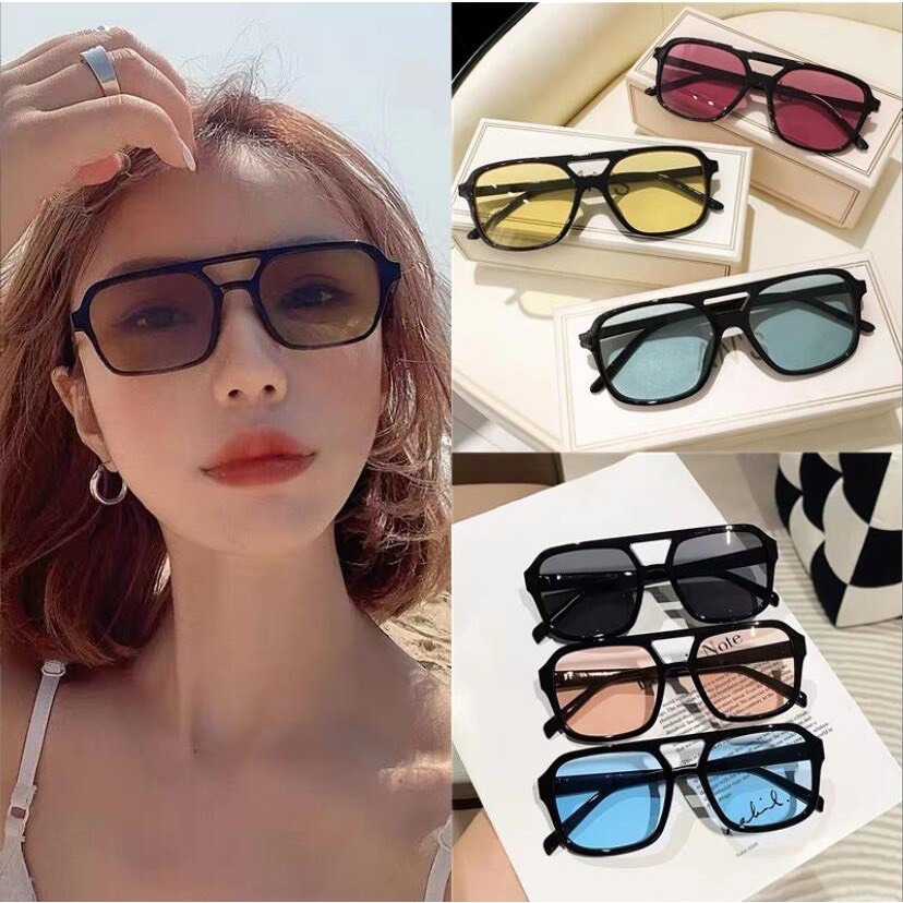 Kính râm mát thời trang nữ nam mắt kính hai cầu siêu ngầu hot phong cách Hàn Quốc chống tia UV đẹp giá rẻ ABICA 277