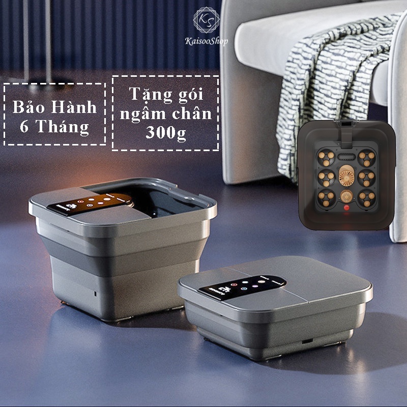 Máy massage chân gấp gọn, chậu ngâm chân, bồn ngâm chân massage cao cấp tặng kèm thảo dược ngâm chân, bảo hành 2 năm