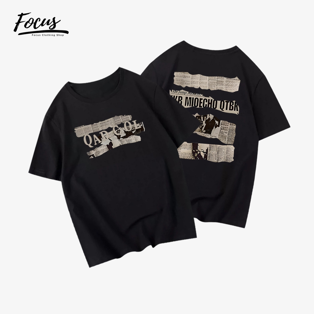 Focus local brand vintage giấy báo nâu xám áo phông hình cổ tròn bigsize áo thun chất unisex levents 100%cotton