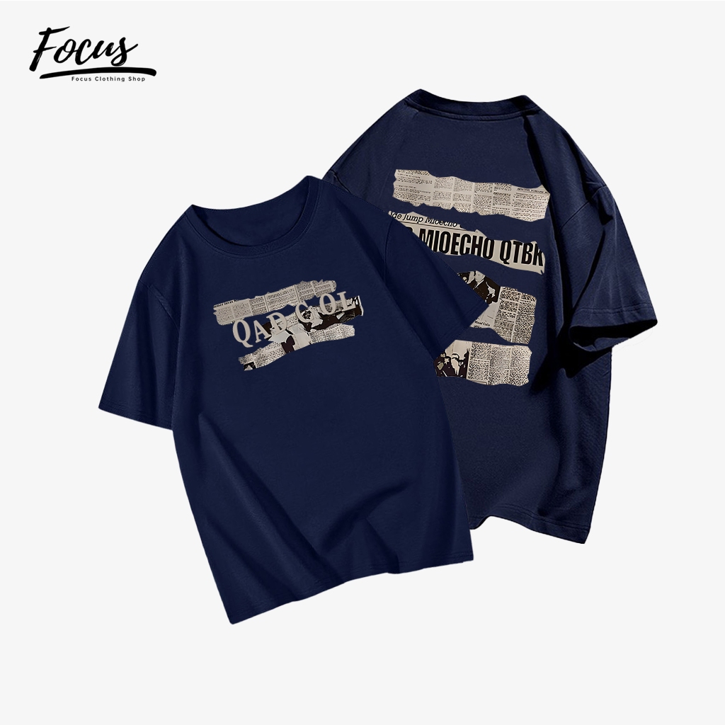 Focus local brand vintage giấy báo nâu xám áo phông hình cổ tròn bigsize áo thun chất unisex levents 100%cotton