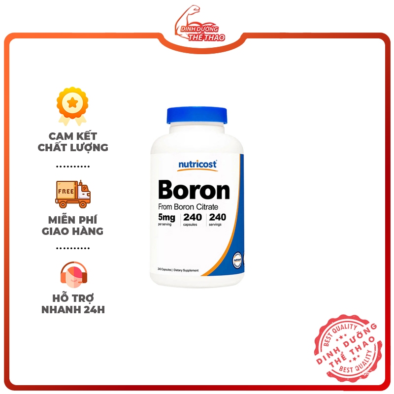 Nutricost Boron 5mg Viên Bổ Sung Boron Tăng Hệ Miễn Dịch Sinh Lý Cho Nam