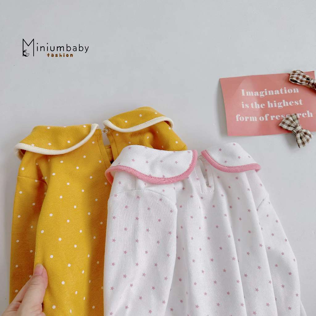 Bộ quần áo thu đông dài tay cho bé gái chất liệu cotton mềm mịn Miniumbaby SB1771