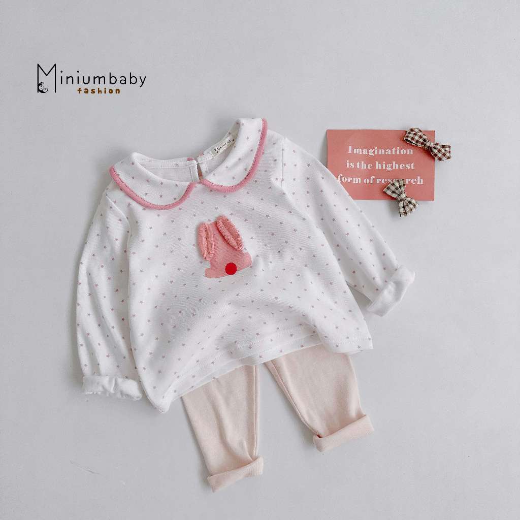 Bộ quần áo thu đông dài tay cho bé gái chất liệu cotton mềm mịn Miniumbaby SB1771