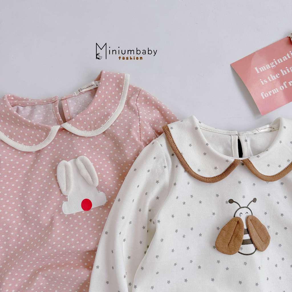 Bộ quần áo thu đông dài tay cho bé gái chất liệu cotton mềm mịn Miniumbaby SB1771