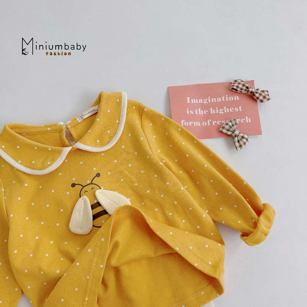 Bộ quần áo thu đông dài tay cho bé gái chất liệu cotton mềm mịn Miniumbaby SB1771