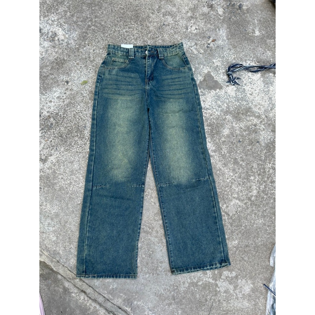 Quần jeans suông triết gấu ngang 9015 - Rotrostyle