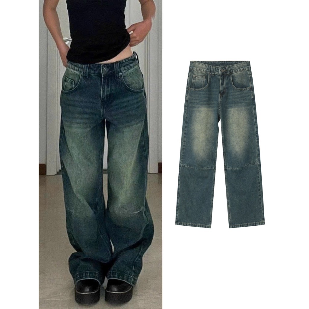 Quần jeans suông triết gấu ngang 9015 - Rotrostyle