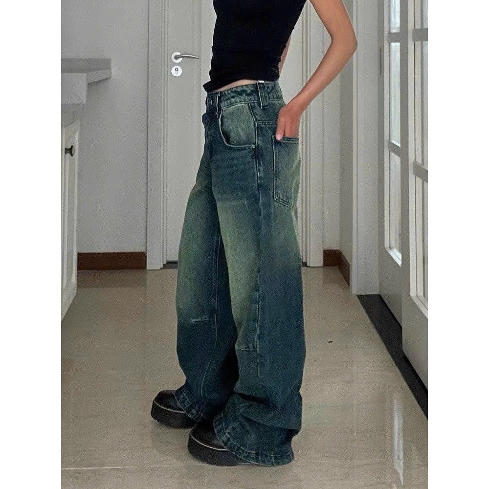 Quần jeans suông triết gấu ngang 9015 - Rotrostyle