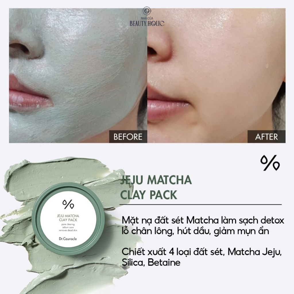 Mặt nạ đất sét matcha hút dầu DR.CEURACLE JEJU MATCHA CLAY PACK