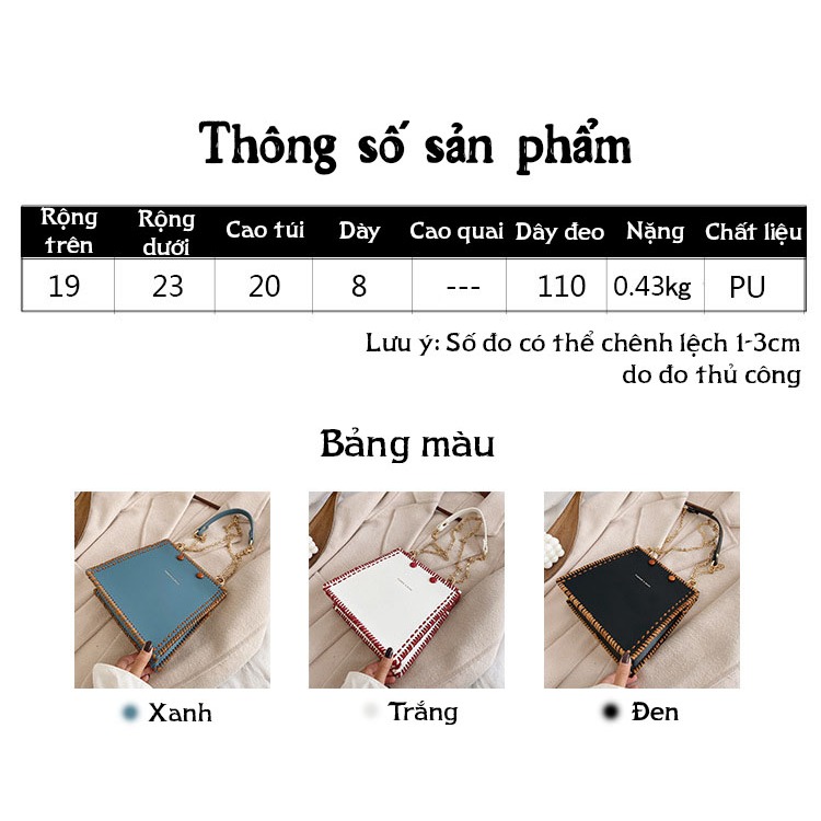 [Có Video HD] Túi Handmade Thời Trang, Set Nguyên Liệu Tự Làm Túi Handmade Da Pu Hình Thang Chỉ Nổi Cá Tính - EB39