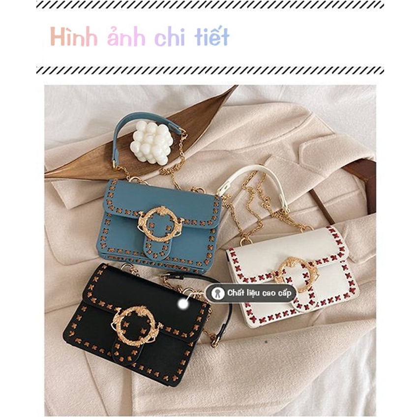 [Mẫu Hot] Túi Handmade Da PU Chỉ Nổi Khoen Tròn Độc Lạ ❤️ Ebi Store - Freeship ❤️ Set nguyên liệu đầy đủ đan túi DIY nữ