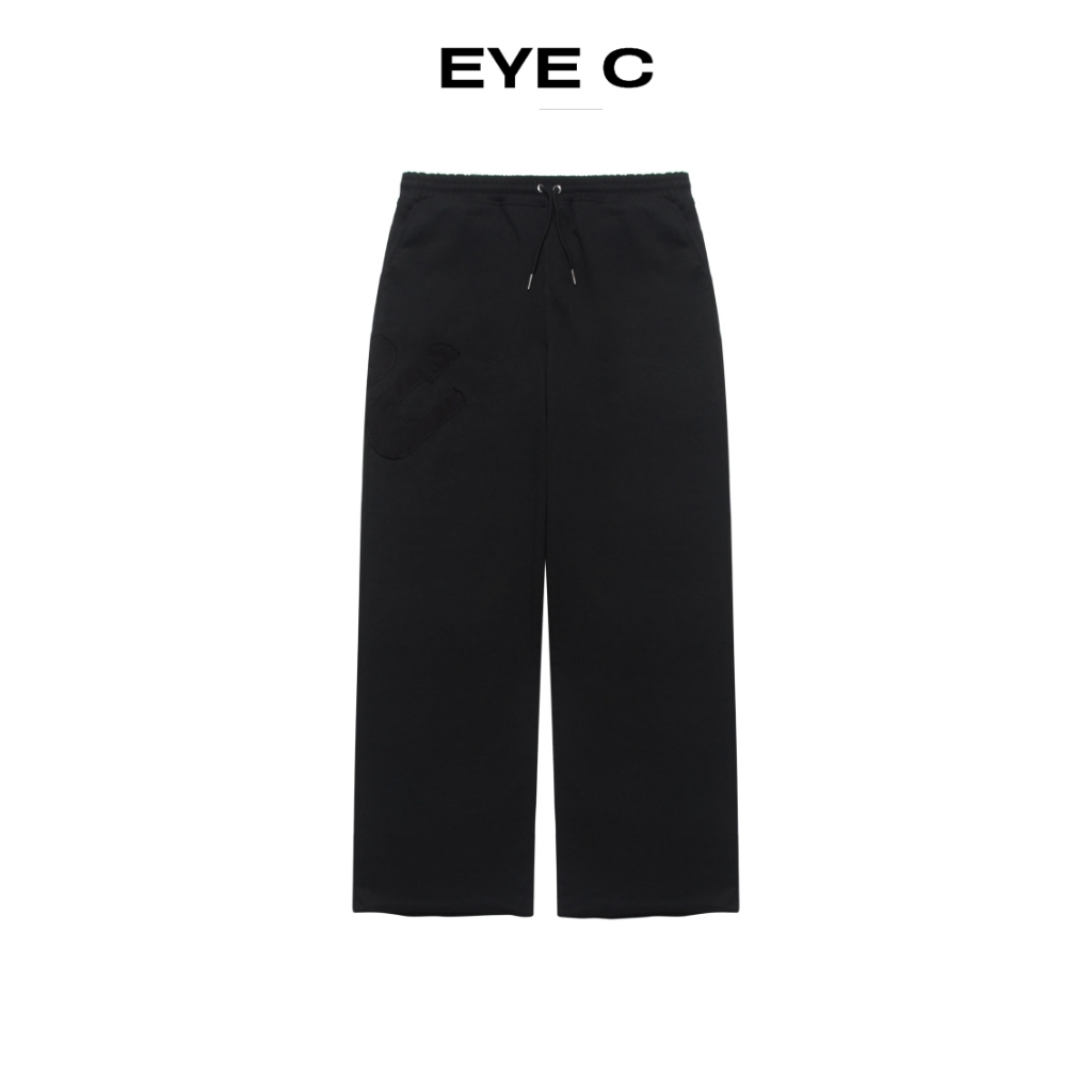 Quần nỉ dáng suông ống rộng LOGO EYEC EYE C LOGO Màu Đen