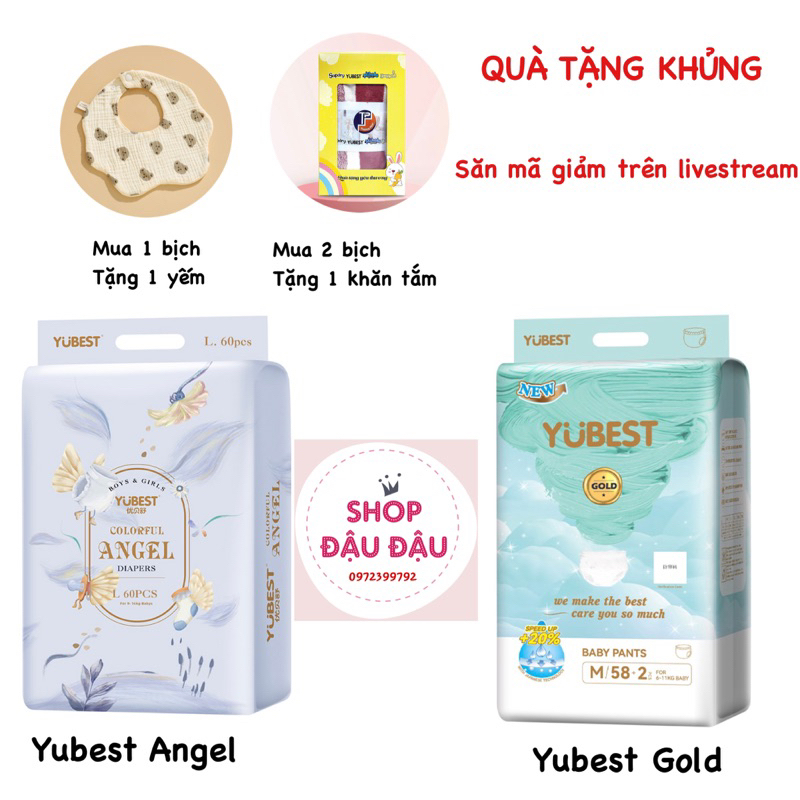 KÈM QUÀ TẶNG Tã bỉm dán quần YUBEST ANGEL GOLDnội địa Trung s90 m84 l78