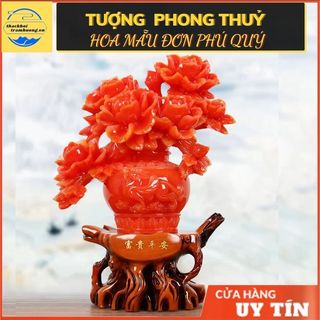 Tượng Hoa Mẫu Đơn Phú Quý, đồ phong thủy chiêu tài hút lộc dùng trang trí nhà cửa hoặc quà tặng tân gia, khai trương