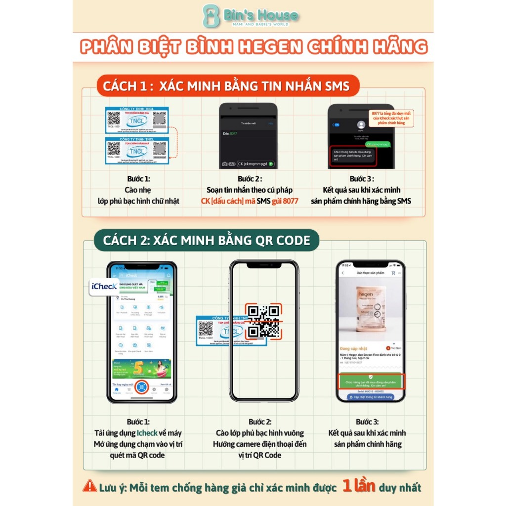 Núm Ti Bình Sữa Hegen - Cam Kết Chính Hãng - Bin's House