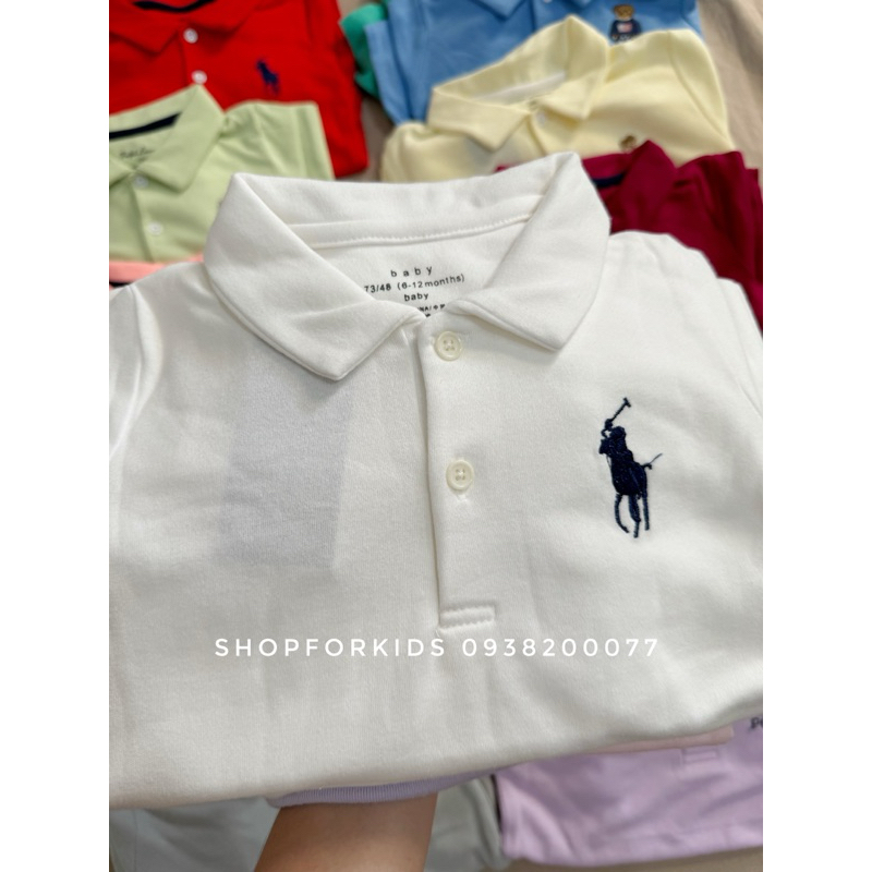 Bộ đồ liền thân sleepsuit body cổ polo thêu gấu dài tay cho bé trai bé gái