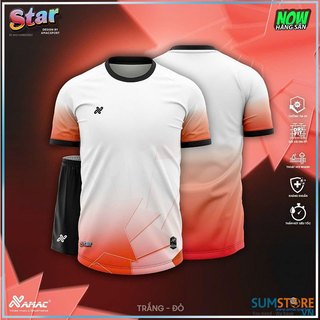 Áo đá bóng không logo star trắng đỏ - đồ bóng đá mới nhất