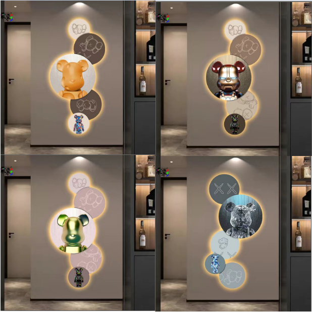 Đèn - Tranh Treo Tường Đèn Led Bearbrick Tráng Gương Trang trí Phòng Khách/ Phòng Ngủ/ Cửa hàng /Spa