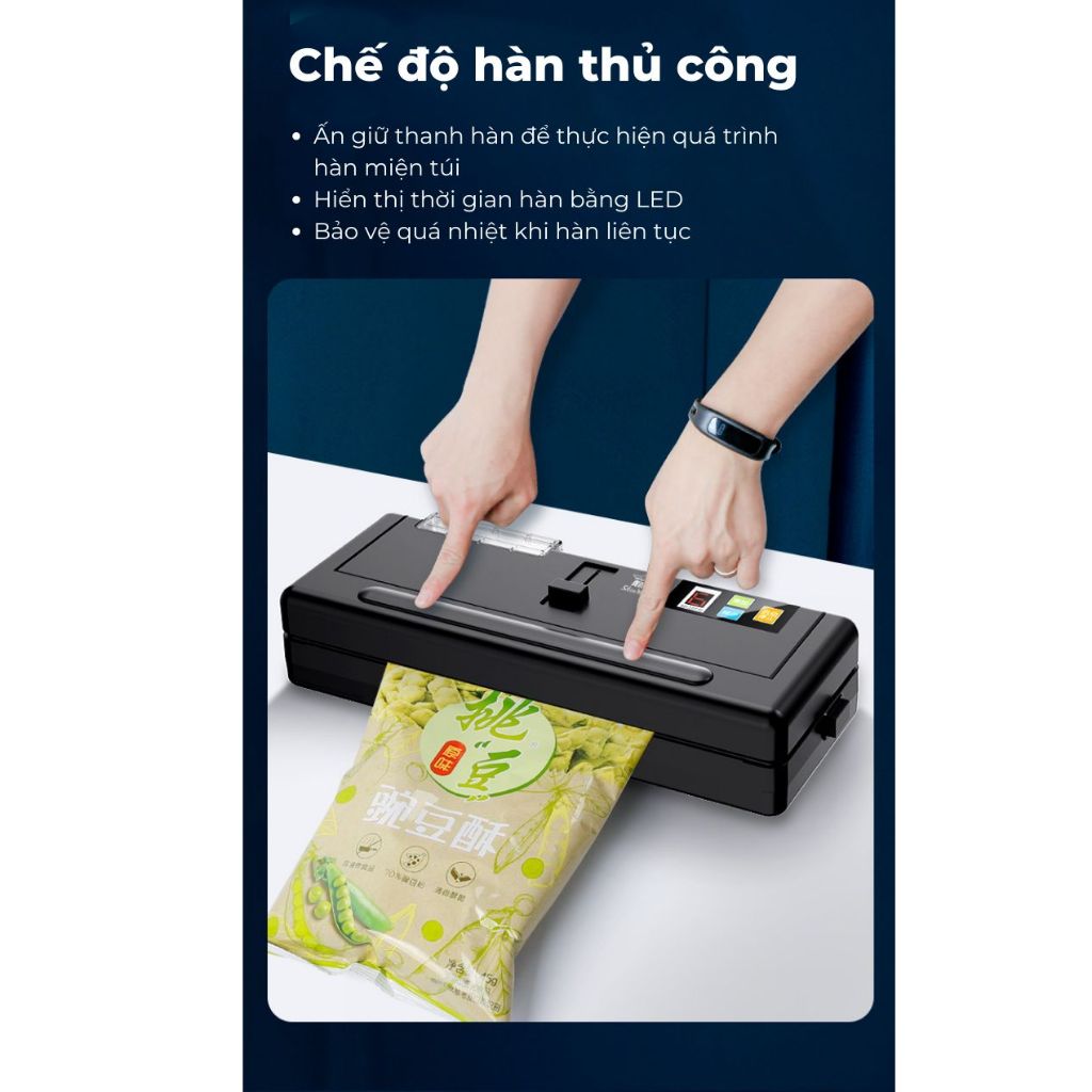 Máy Hút Chân Không Thực Phẩm P280 Không Kén Túi, Máy Hút Chân Không Gia Đình - Bảo Hành 12 Tháng - Lực Hút Mạnh