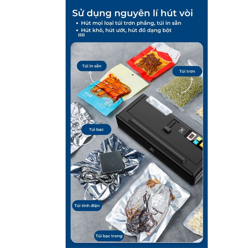 Máy Hút Chân Không Thực Phẩm P280 Không Kén Túi, Máy Hút Chân Không Gia Đình - Bảo Hành 12 Tháng - Lực Hút Mạnh