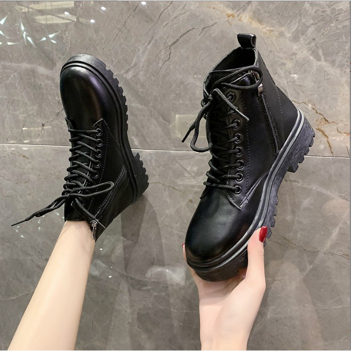 Đốc học sinh, Bốt nữ cao cổ Ullizang da mờ, khóa cạnh nâng đế 3cm siêu hot MSP: MZ