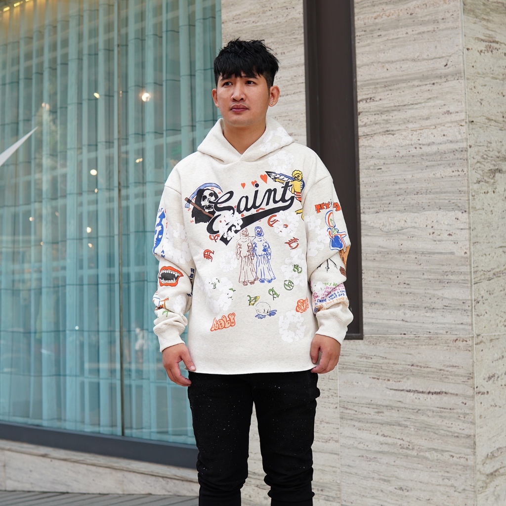 Áo hoodie Kanye x Graffiti hàng cao cấp ss2024