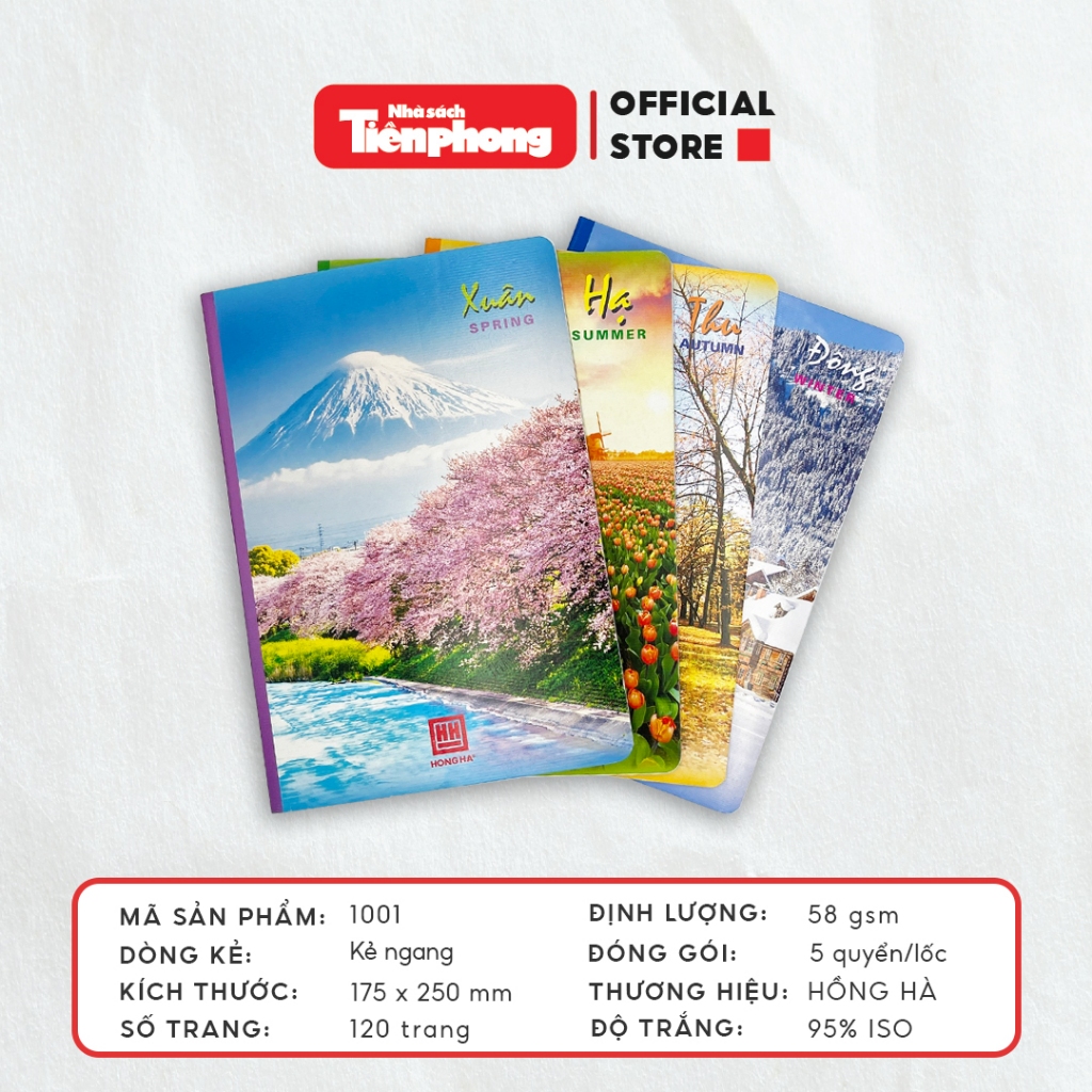 Vở kẻ ngang Hồng Hà Pupil 120 trang Bốn Mùa chính hãng nhà sách Tiền Phong phân phối dành cho học sinh - HH1001