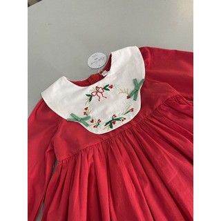 Váy thô thêu cổ Giáng sinh cho bé