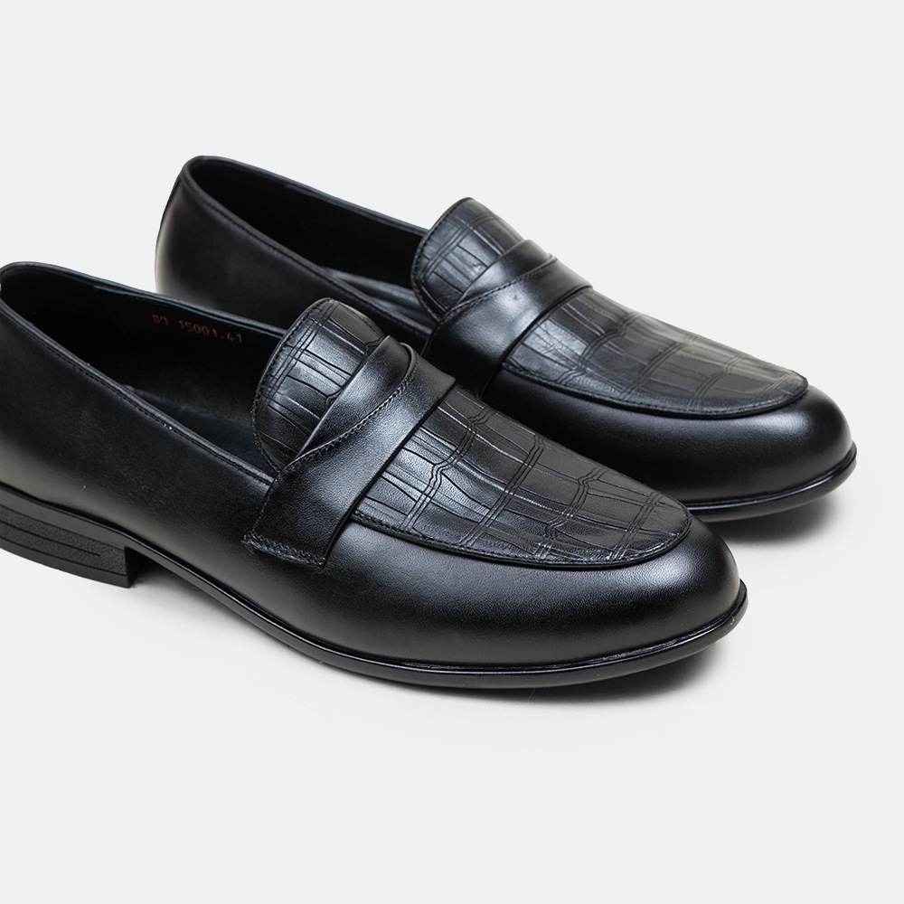 Giày tây nam da bò thật trẻ trung lịch lãm màu đen GT 15001