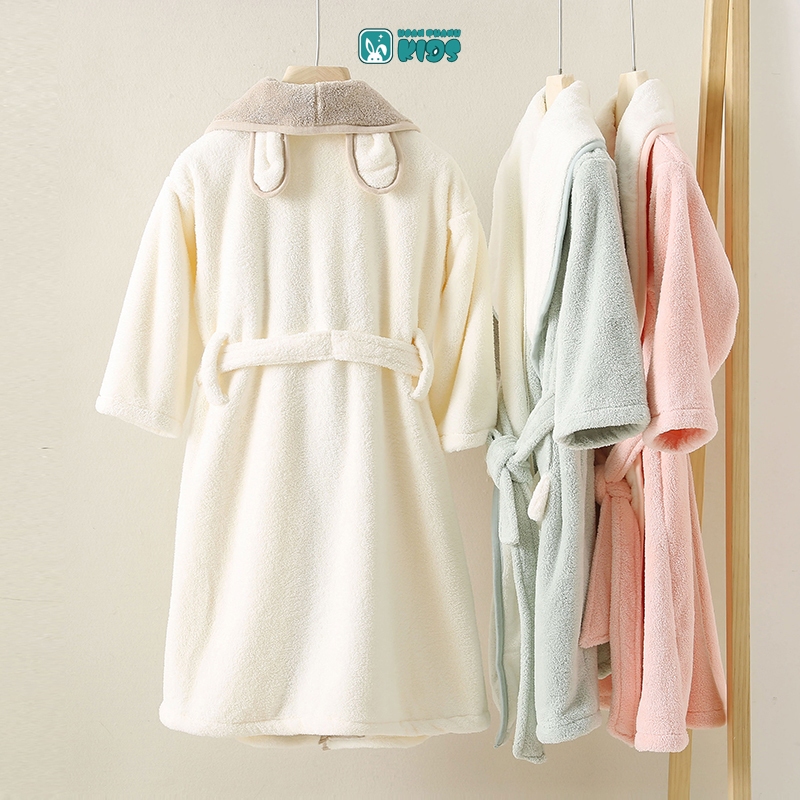 Đồ ngủ trẻ em thấm nước và nhanh khô, áo choàng tắm ấm áp dày dặn mùa thu đông cho bé trai bé gái