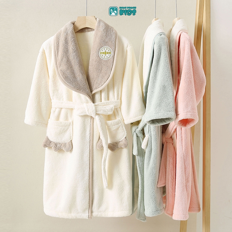 Đồ ngủ trẻ em thấm nước và nhanh khô, áo choàng tắm ấm áp dày dặn mùa thu đông cho bé trai bé gái