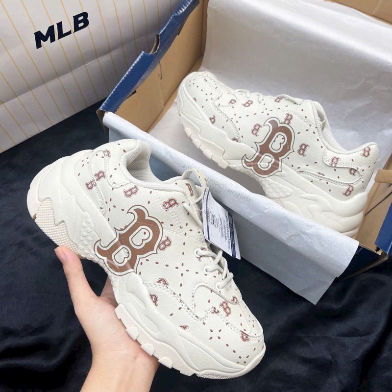Giầy MLB chunky mono chữ B nâu chất đẹp full hộp