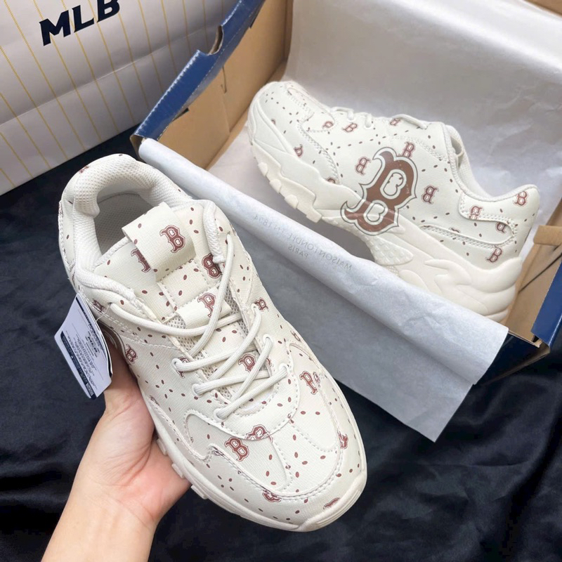 Giầy MLB chunky mono chữ B nâu chất đẹp full hộp