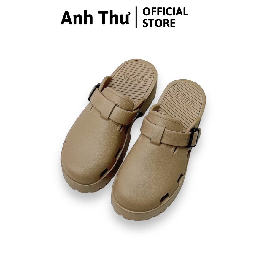 Dép sục bít đầu nữ đế cao 5cm chống trượt chất Eva siêu nhẹ mang êm màu Đen Kem Hồng Nâu Nhạt - Dép Anh Thư