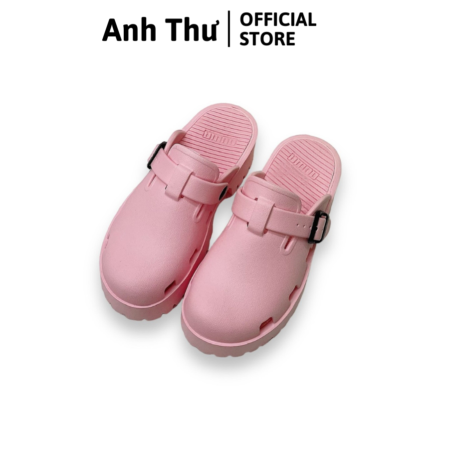 Dép sục bít đầu nữ đế cao 5cm chống trượt chất Eva siêu nhẹ mang êm màu Đen Kem Hồng Nâu Nhạt - Dép Anh Thư