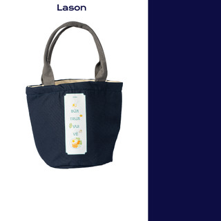 Túi đựng hộp cơm trụ tròn vải canvas giữ nhiệt cao cấp LASON, túi giữ nhiệt cà men, cặp lồng TC00321