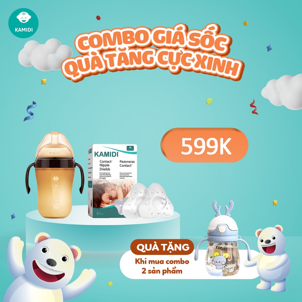 Bình Sữa Kamidi Silicon/PPSU Dung Tích 150ml, 250ml Cho Bé Combo Tặng Bình Nước Tập Hút