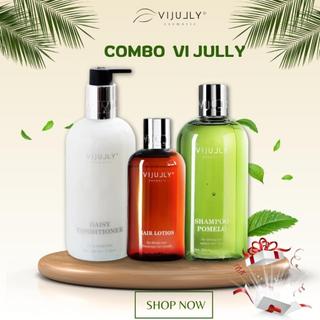 Combo Vi Jully mẫu mới Gội bưởi + Xịt bưởi + Dầu xả ngăn rụng tóc & kích mọc tóc con, giúp tóc mềm mượt