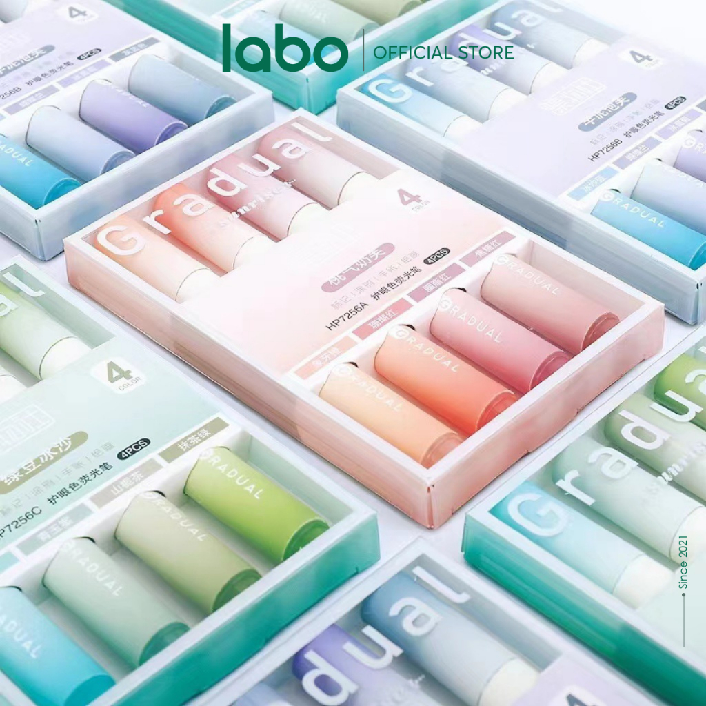 Bút Highlight Pastel Gradual Màu Ombre Đánh Dấu Trang Set 4 Bút Có Bán Lẻ LABO