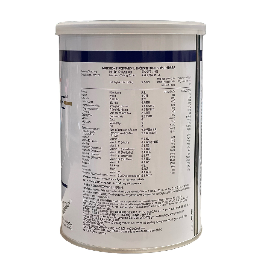 Sữa non Alpha Lipid Lifeline 450g từ New Zealand - Nguyên mã