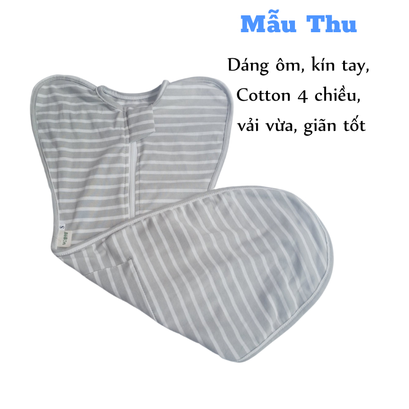 Nhộng chũn cho bé sơ sinh vải cotton giãn 4 chiều giúp bé ngủ ngon mã BB18