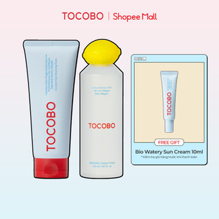 Bộ Sản Phẩm Làm Sạch Da Tocobo Coconut Clay Cleansing Foam và Lemon Toner
