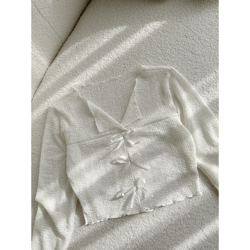 Áo thun lưới phối nơ