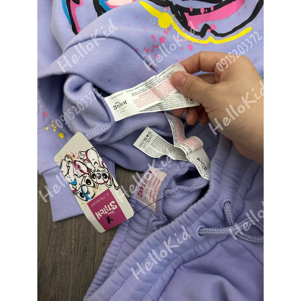 Bộ nỉ tím stick bé gái