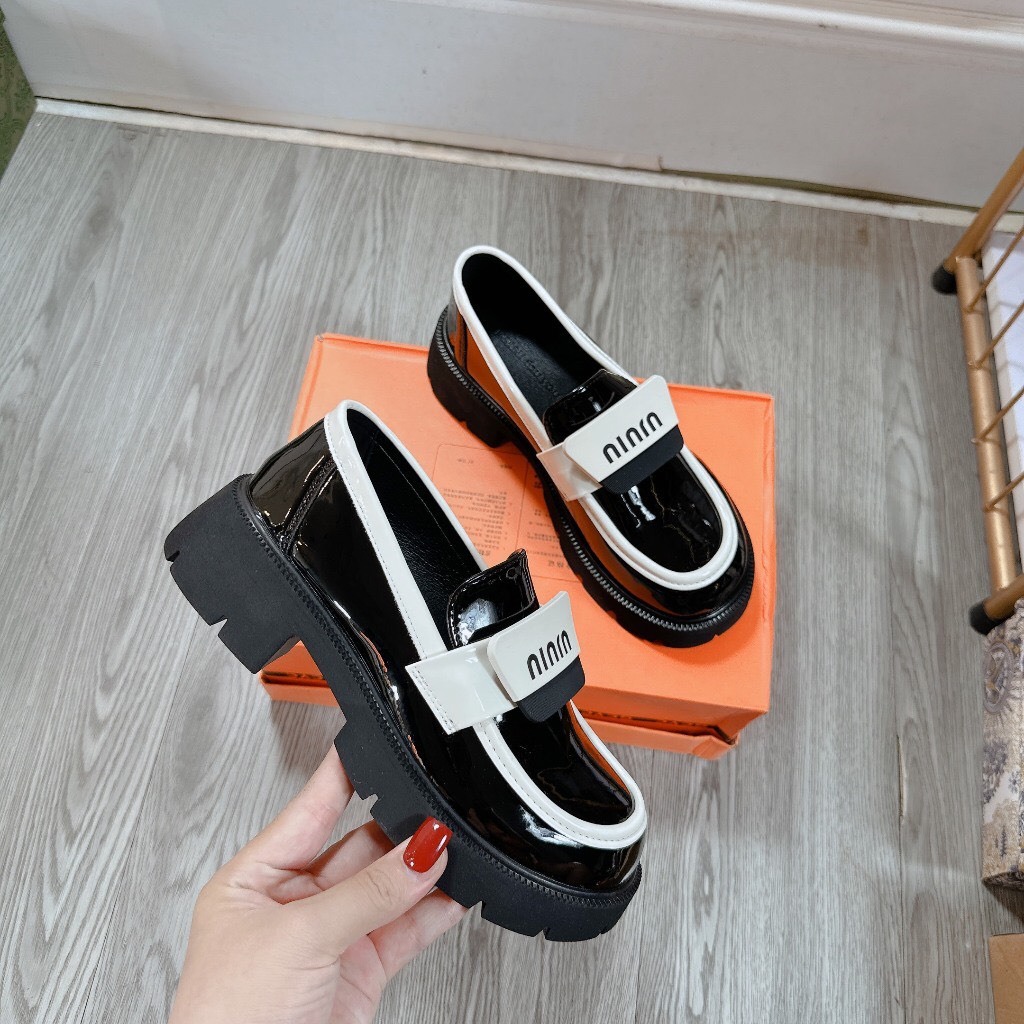 Giày moka cữ đế răng cưa ninin da bóng mềm hàng QCCC