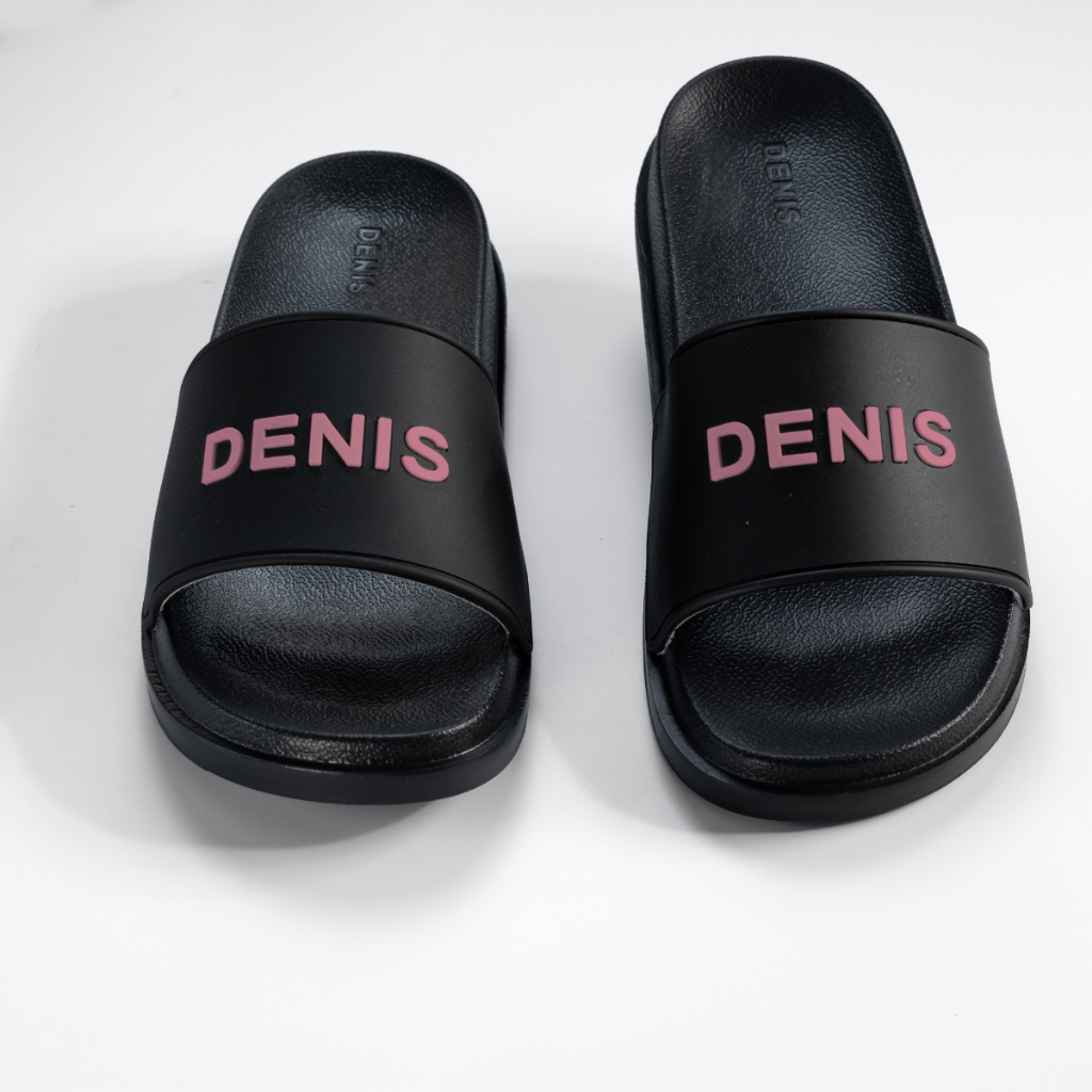 Dép nữ  quai ngang Denis P01 Black Pink Unisex Slipper thời trang