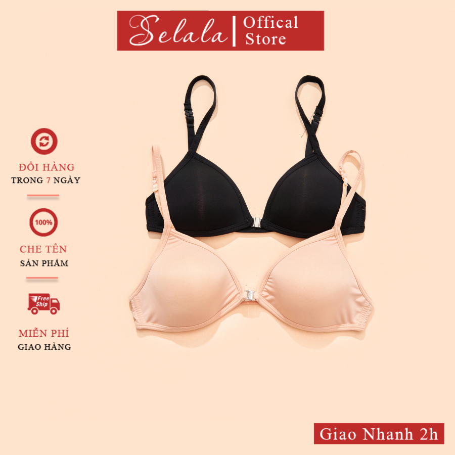Áo Lót Nữ Selala Chất Su Mềm Mịn Quai Mảnh Cài Trước Tạo Khe 1cm Không Gọng Am41