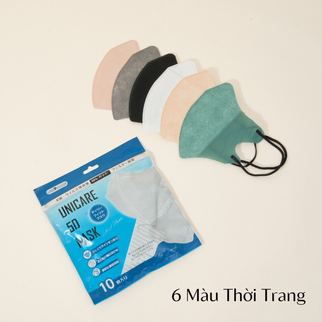 UNICARE 100 Chiếc Khẩu Trang 5D Unimask Chính Hãng Ngăn Ngừa Khói Bụi Cản Tia UV Thế Hệ Mới