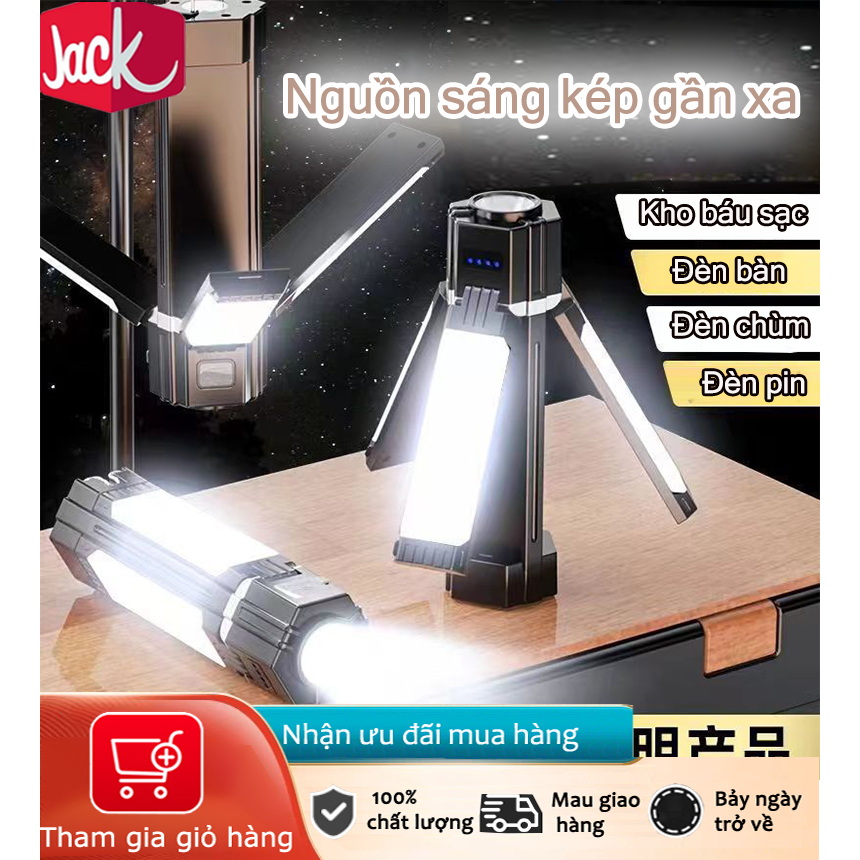 Jack Đèn chiếu sáng cắm trại ngoài trời đa chức năng với móc hút từ có thể sạc điện thoại khẩn cấp