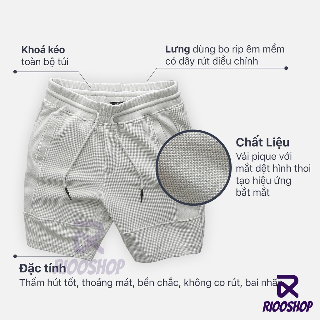 Quần đùi nam trơn, quần short thun nam cao cấp, màu xanh, đen, xám, kem đẹp, mặc đi làm, đi chơi RIOOSHOP RPS005